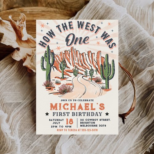 How The West Was One Western Cowboy Birthday Invitation