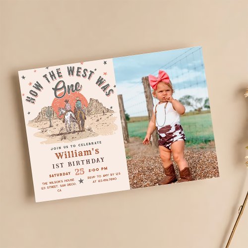 How The West was One Western Cowboy Birthday Photo Invitation