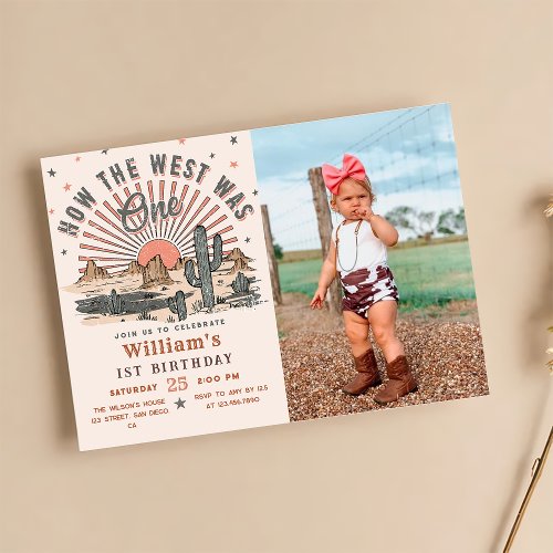 How The West was One Western Cowboy Birthday Photo Invitation