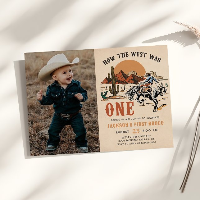 How The West was One Western Cowboy Birthday Photo Invitation (Creator Uploaded)