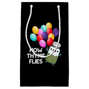 How Thyme Flies Funny Herb Pun Dark BG Small Gift Bag