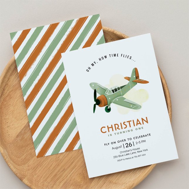 How time Flies Airplane Birthday Invitation (Creator Uploaded)