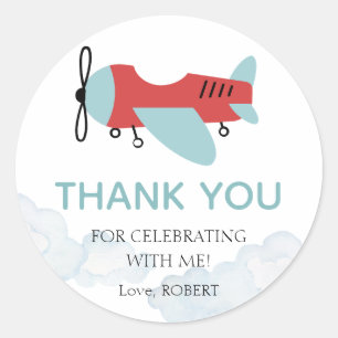 How Time Flies Airplane Birthday , Modern Plane  Classic Round Sticker