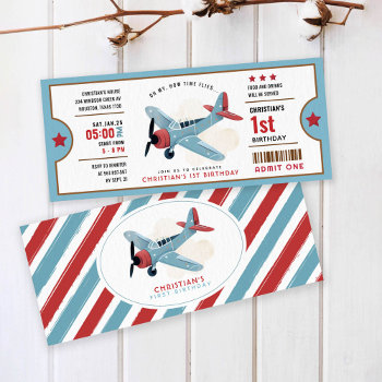 How Time Flies Airplane Birthday Ticket Invitation by OwlieInvites at Zazzle