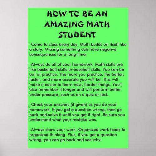 how to be an amazing math student poster