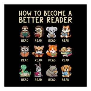 How to Become a Better Reader Book Funny Animals  Poster