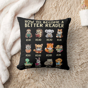 How to Become a Better Reader Book Funny Animals Throw Pillow