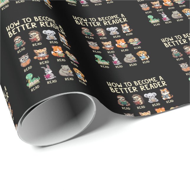 How to Become a Better Reader Book Funny Animals  Wrapping Paper (Roll Corner)