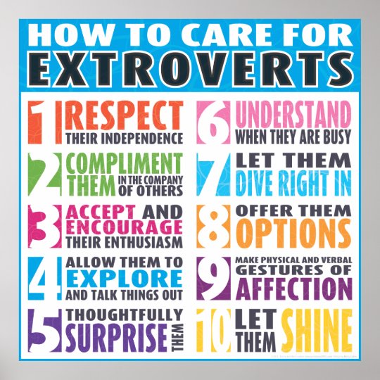 How To Care For Extroverts Poster | Zazzle.com