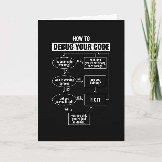 How to debug your code - Funny Coding Card (Front)