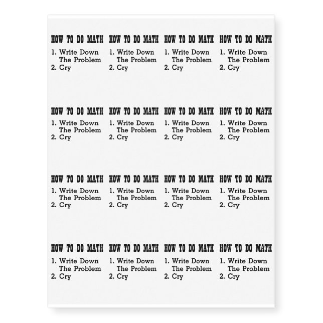 How To Do Math Funny Temporary Tattoos (Front)