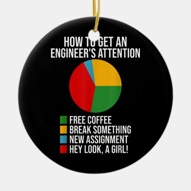 How To Get An Engineers Attention Funny Ceramic Ornament (Front)