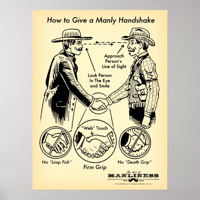 How to Give a Manly Handshake Poster (Front)