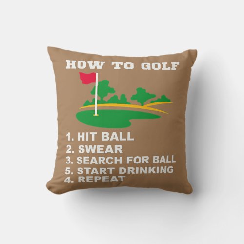 How To Golf Left Chest Funny Golf Lovers  Throw Pillow