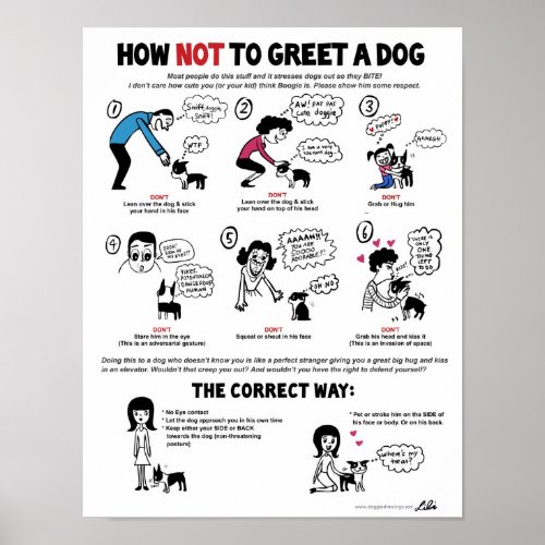 How To Greet A Dog poster 11 x 14 _ by Lili Chi