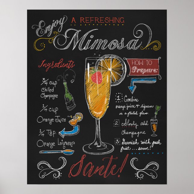 How to Make a Mimosa Chalkboard Poster (Front)