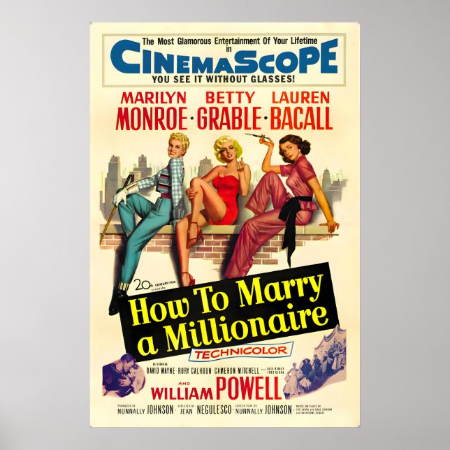 How to Marry a Millionaire Retro Marilyn Monroe Poster (Front)