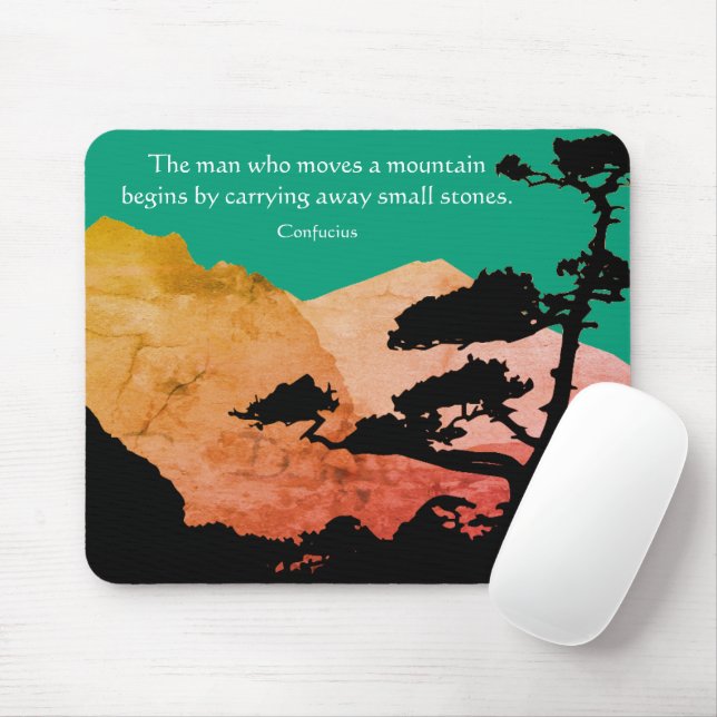 How to Move a Mountain Confucius Philosophy Quote Mouse Pad (With Mouse)
