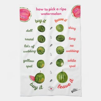 How to Pick a Ripe Watermelon - Watercolor Chart Kitchen Towel