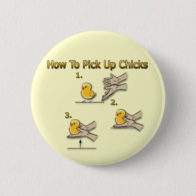 How To Pick Up Chicks Funny Directions Pinback Button (Front)