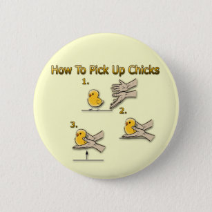 How To Pick Up Chicks Funny Directions Pinback Button
