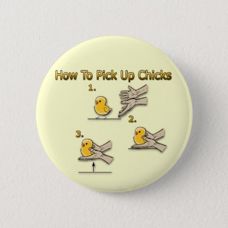How To Pick Up Chicks Funny Directions Pinback Button