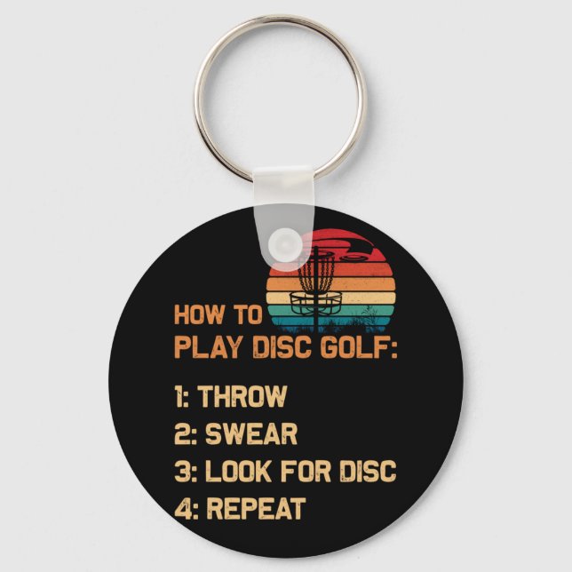 How To Play Disc Golf Disc Golf Golfing Player Keychain (Front)