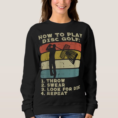 How To Play Disc Golf Sunset Retro Frisbee Golfing Sweatshirt