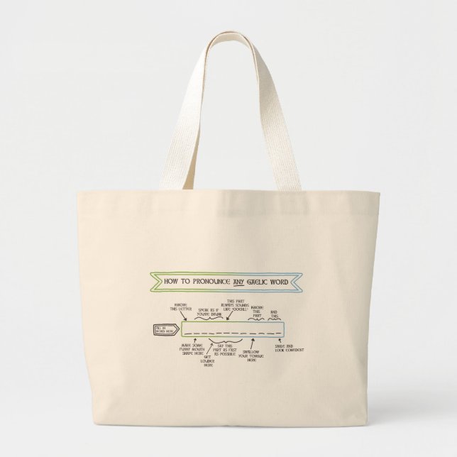 How to Pronounce Any Gaelic Word Large Tote Bag (Front)