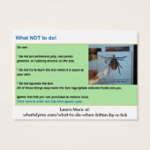 How to Remove a Tick Properly Card (Back)