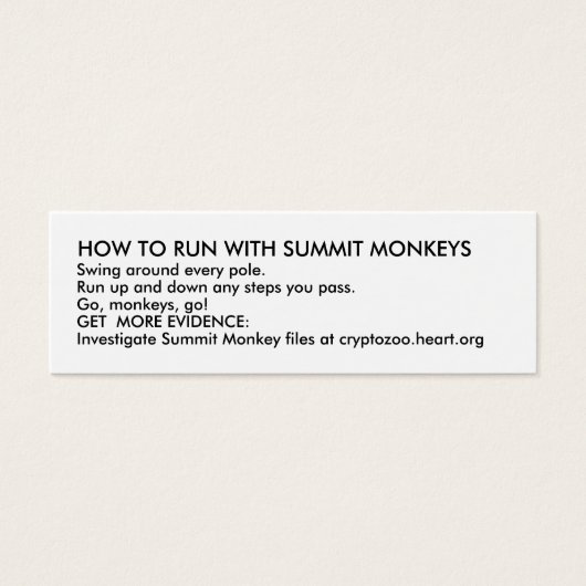 HOW TO RUN WITH SUMMIT MONKEYS (Front)