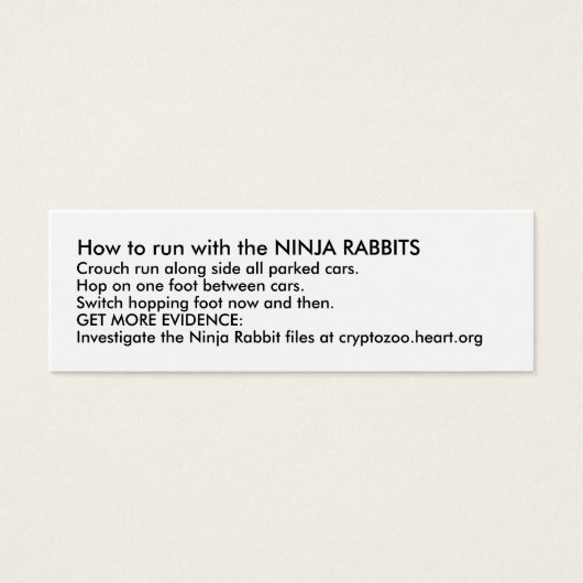 How to run with the NINJA RABBITS (Front)