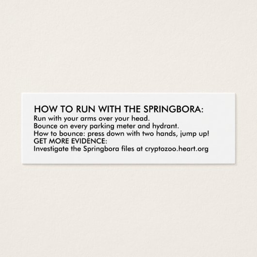 HOW TO RUN WITH THE SPRINGBORA (Front)