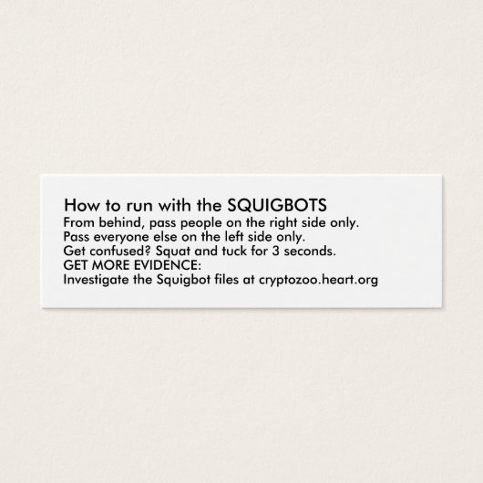 How to run with the SQUIGBOTS (Front)