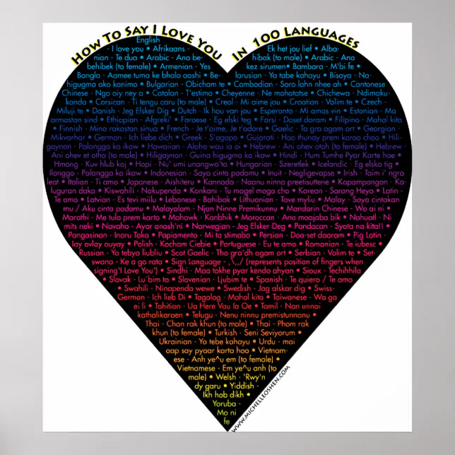 How to say i love you in 100 different languages poster zazzle