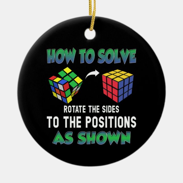 How To Solve Puzzle Cube Cubing Ceramic Ornament (Front)