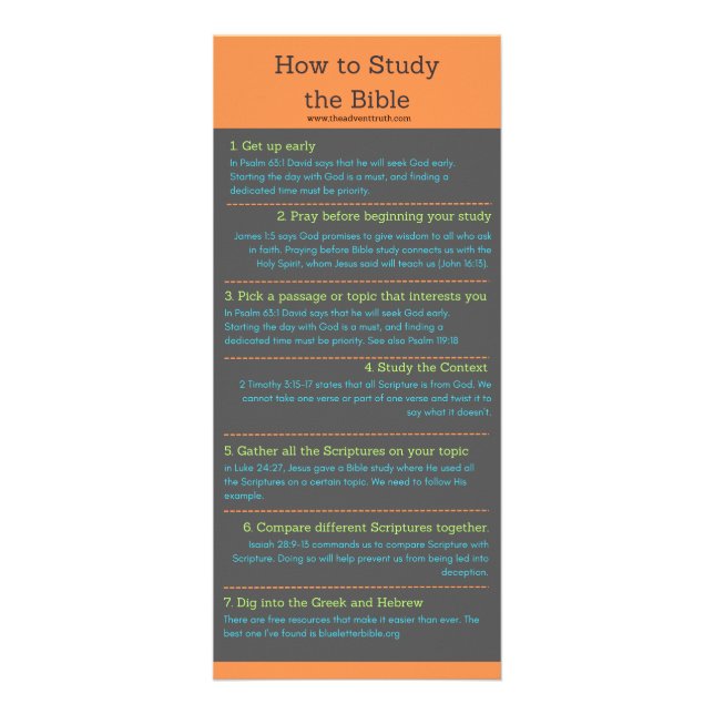 How to study the Bible Rack Card (Front)