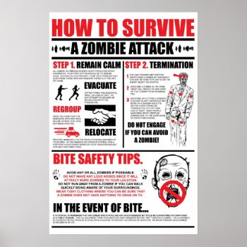 How To Survive A Zombie Attack Poster by Reysdf at Zazzle
