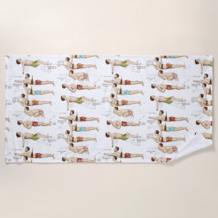 How to Swim Vintage French Swimmers Beach Towel