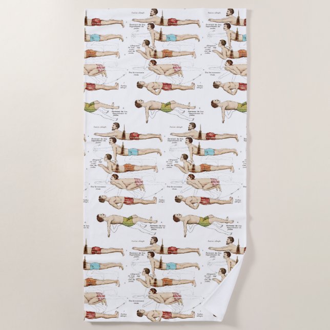 How to Swim Vintage French Swimmers Beach Towel (Front)