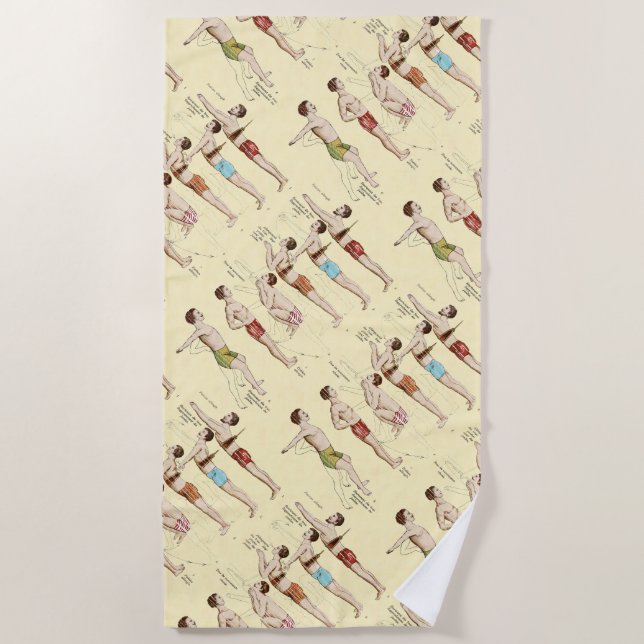 How to Swim Vintage French Swimmers Beach Towel (Front)