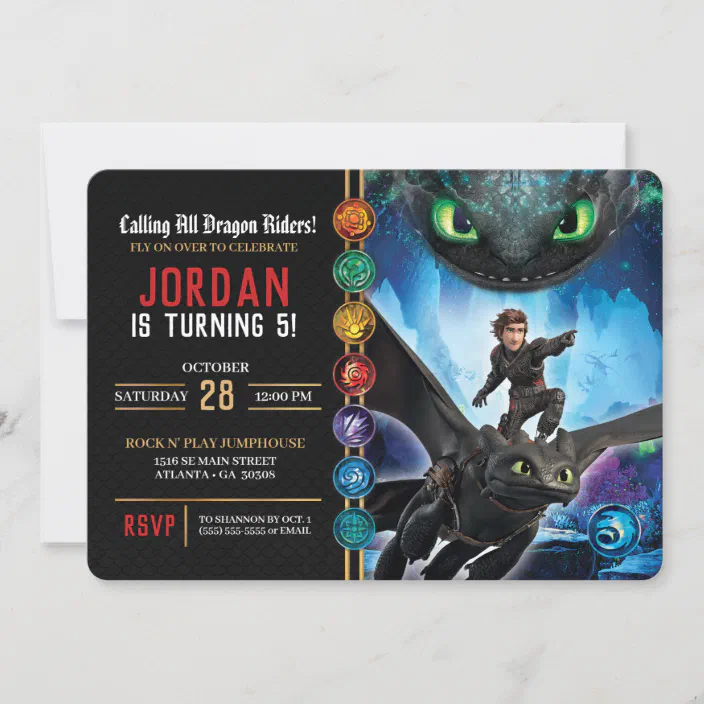 HOW TO TRAIN YOUR DRAGON 3 INVITATIONS ~ Birthday Party Supplies Stationery 8 