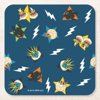 How To Train Your Dragon | Dragon Badges Pattern Square Paper Coaster by howtotrainyourdragon at Zazzle
