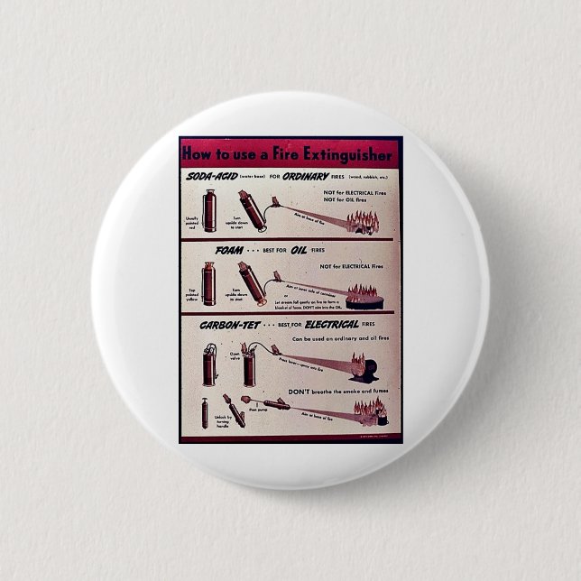 How To Use A Fire Extinguisher Pinback Button (Front)