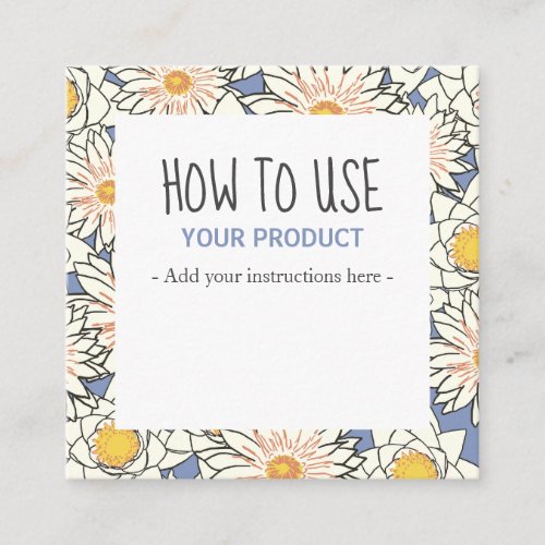 How To Use Flowers White Blue Instruction Cards