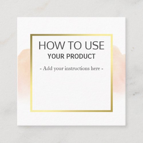How To Use Gentle Watercolor Peach Instruction Square Business Card