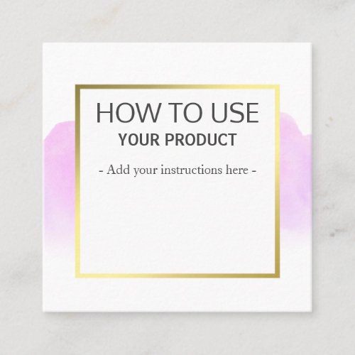 How To Use Gentle Watercolor Purple Instruction Square Business Card
