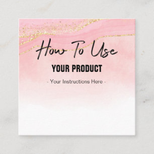 How To Use Sparkly Agate Pink Gold Instruction Squ Square Business Card