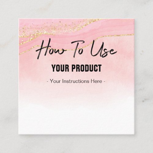 How To Use Sparkly Agate Pink Gold Instruction Squ Square Business Card