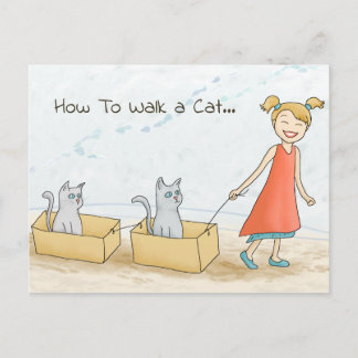 How to Walk a Cat Funny Postcard